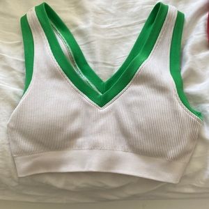 Aerie green and off white tank top